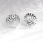 Boucles d'Oreilles Coquilles Saint-Jacques Coquillage argent