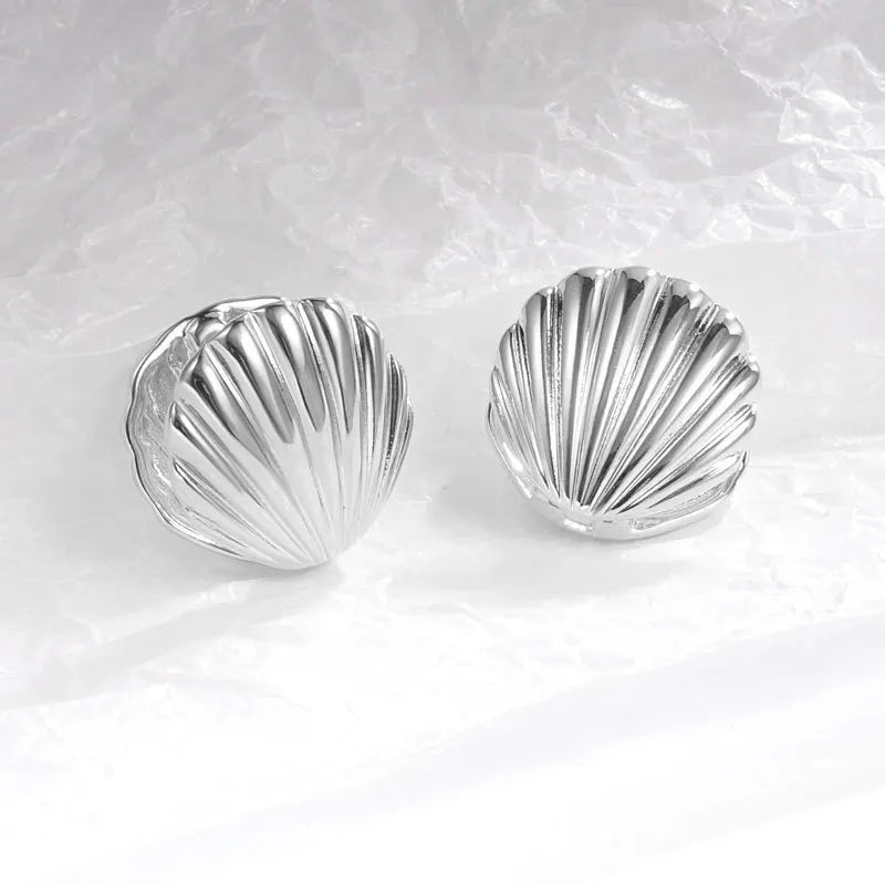 Boucles d'Oreilles Coquilles Saint-Jacques Coquillage argent