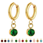 Boucles d'Oreilles Créoles avec Zircon Pierre de Naissance