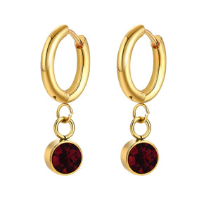 Boucles d'Oreilles Créoles avec Zircon Pierre de Naissance