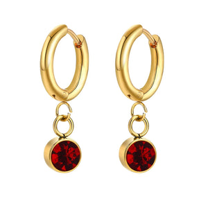 Boucles d'Oreilles Créoles avec Zircon Pierre de Naissance