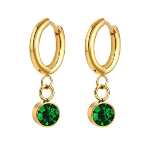 Boucles d'Oreilles Créoles avec Zircon Pierre de Naissance