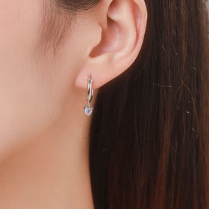 Boucles d'Oreilles Créoles Coeur Fertilité Pierre de Lune