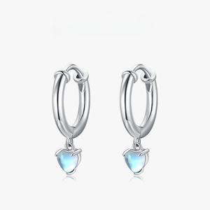 Boucles d'Oreilles Créoles Coeur Fertilité Pierre de Lune