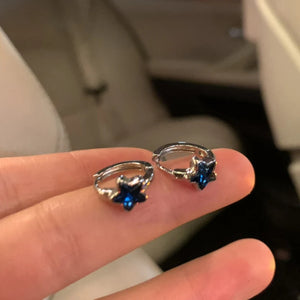 Boucles d'Oreilles Créoles Etoile Bleue