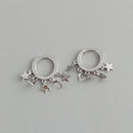 Boucles d'Oreilles Créoles Etoiles et Lunes pendantes argent