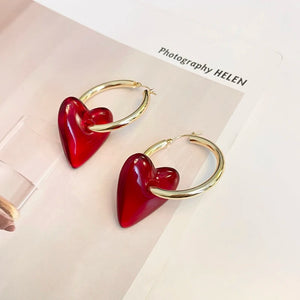 Boucles d'Oreilles Créoles Femme Coeur or