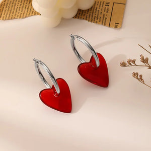 Boucles d'Oreilles Créoles Femme Coeur argent