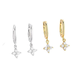 Boucles d'Oreilles Créoles Fleur Zircon or