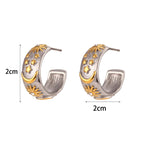 Boucles d'Oreilles Créoles Rétros Soleil argent