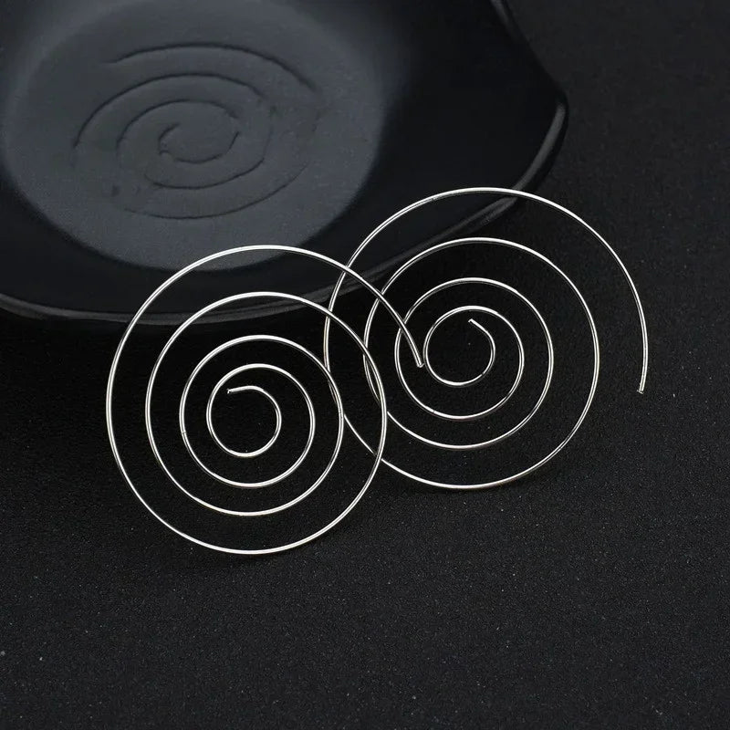 Boucles d'Oreilles Créoles Spirale Femme argent
