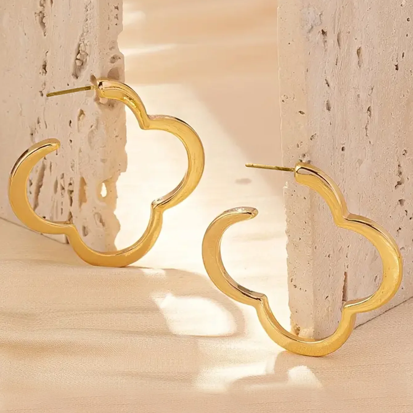 Boucles d'Oreilles Créoles Trèfle 4 feuilles