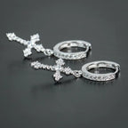 Boucles D'Oreilles Croix Discrète Homme Femme argent style 1