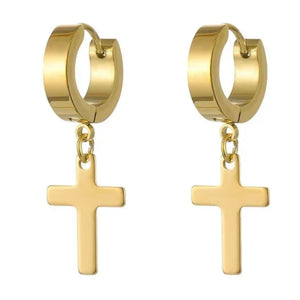 Boucles D'Oreilles Croix Homme Femme or