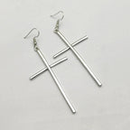 Boucles D'oreilles Croix Longue Argent