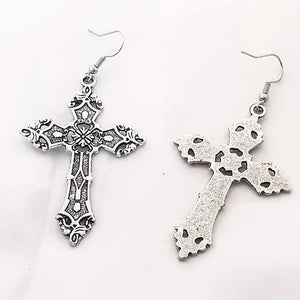 Boucles D'Oreilles Croix Style Gothique Femme