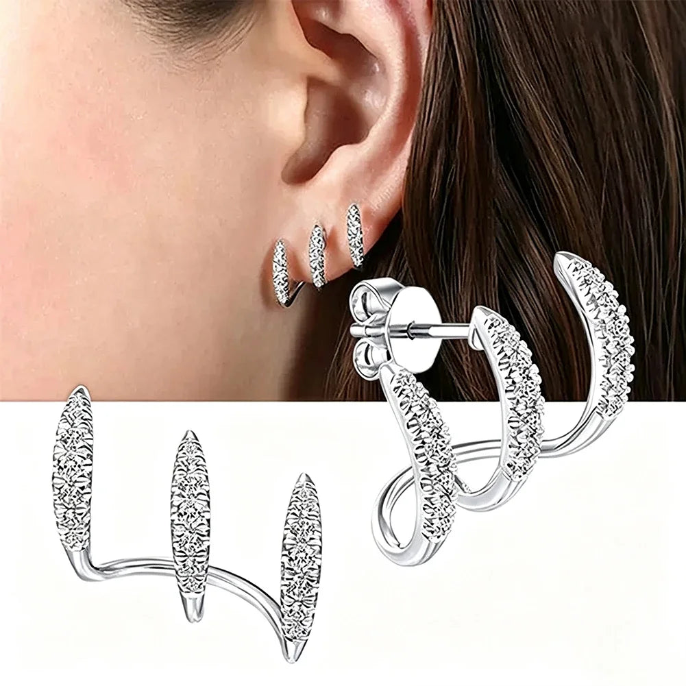 Elegante oorbellen met drieklauw strass 