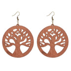 Boucles d'Oreilles en Bois Pendantes Arbre de Vie