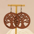Boucles d'Oreilles en Bois Pendantes Arbre de Vie