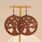 Boucles d'Oreilles en Bois Pendantes Arbre de Vie