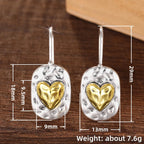 Boucles d'oreilles en cœur couleur argent et or