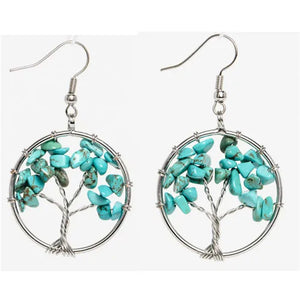 Boucles d'Oreilles en Pierres Arbre de Vie