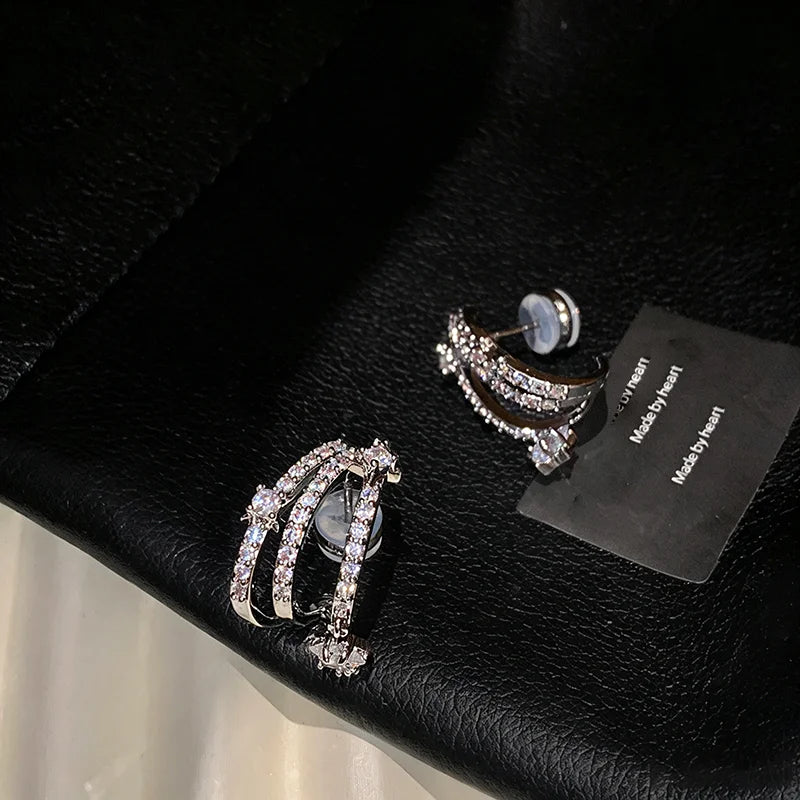Meerlaagse vallende ster-oorbellen met strass