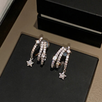 Meerlaagse vallende ster-oorbellen met strass