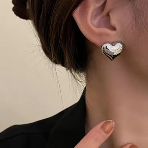 Boucles d'Oreilles Femme Coeur Clous argent