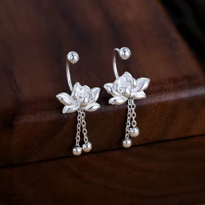 Hangende Oorbellen Lotus Bloem Zilver voor Dames