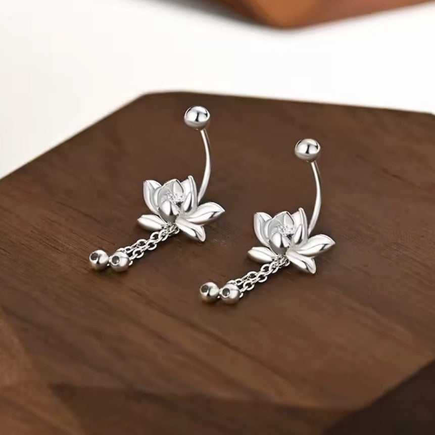 Hangende Oorbellen Lotus Bloem Zilver voor Dames