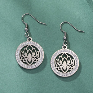  argBoucles d'Oreilles Femme Pendantes Fleur de Lotus Dawapara argent