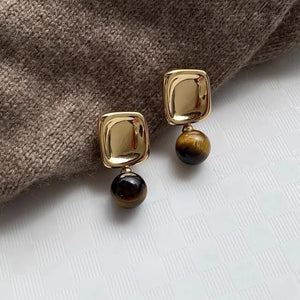 Boucles d'Oreilles Femme Pierre Oeil de Tigre