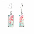Boucles d'Oreilles Flamants Roses Pendantes Rose Et Bleu