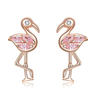 Boucles D'Oreilles Flamants Roses Pierres