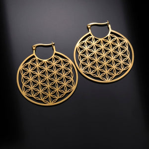 Boucles d'Oreilles Fleur de Vie Mandala Dawapara Femme or