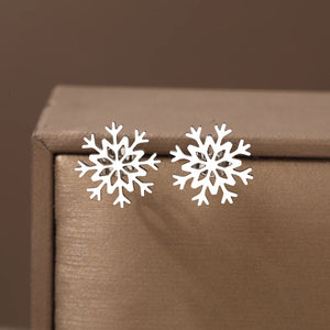 Boucles d'Oreilles Flocon de Neige Clous Femme argent