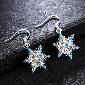 Boucles d'Oreilles Flocon de Neige Pendantes Zircon Femme style 1