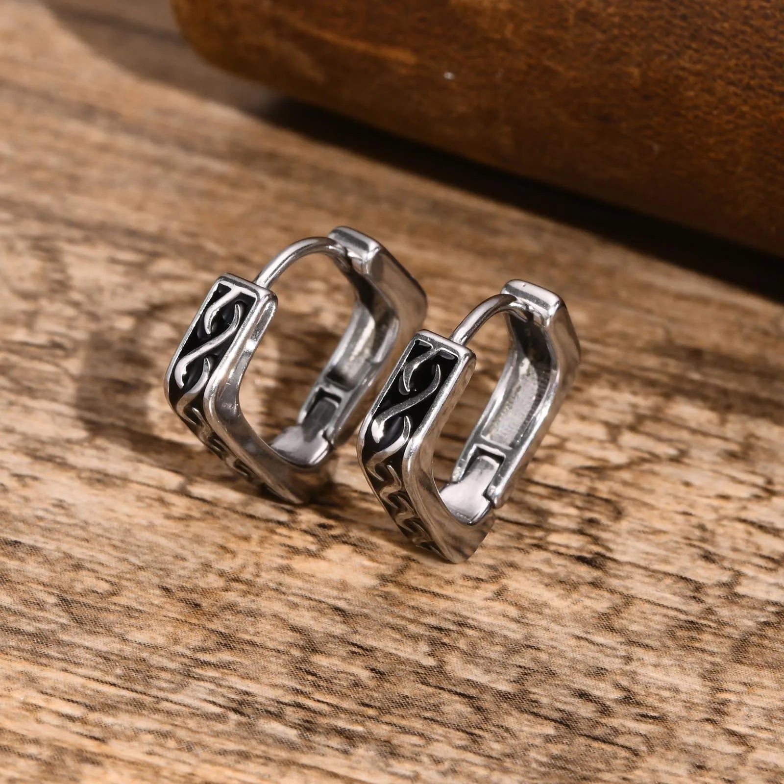 Viking Geometrische Oorbellen voor Heren in Zilver
