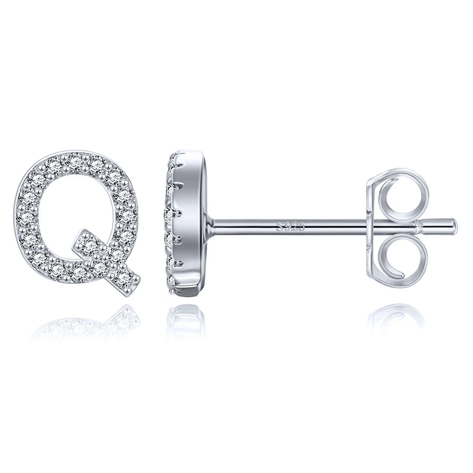 Oorbellen met initiaal van zilver q