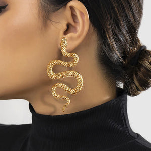 Boucles D'Oreilles Longues Serpent or