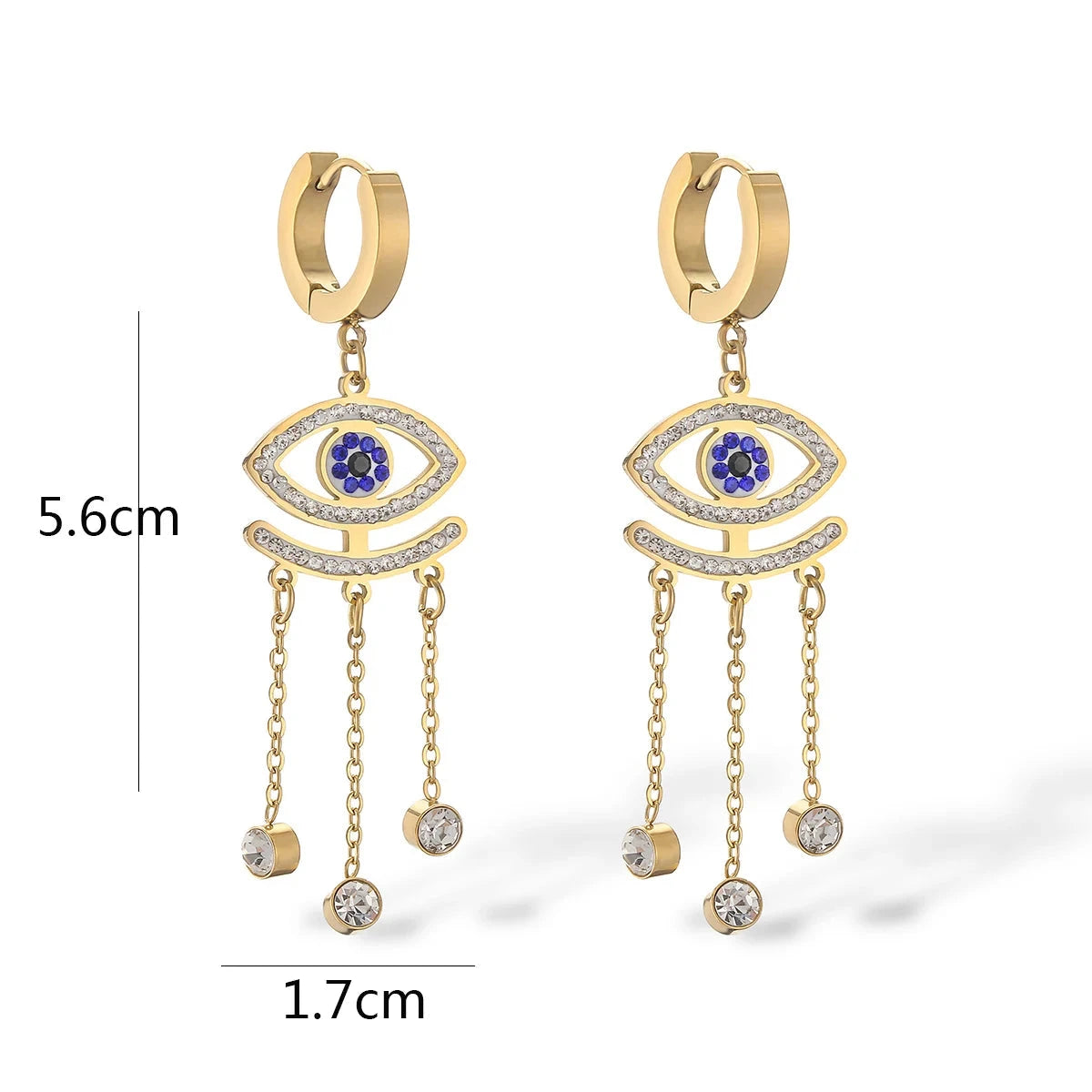 Boucles D'Oreilles Mauvais Oeil Bleu Longues
