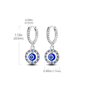 Boucles D'Oreilles Mauvais Oeil Bleu Rondes Et Perles