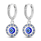 Boucles D'Oreilles Mauvais Oeil Bleu Rondes Et Perles