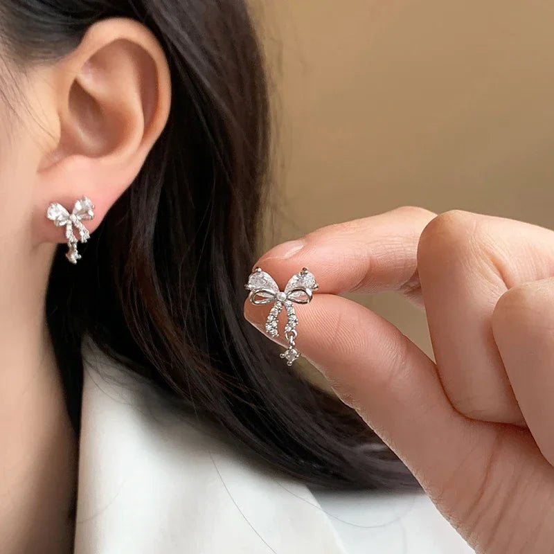 Oorbellen vlinderstrik vrouw zilver