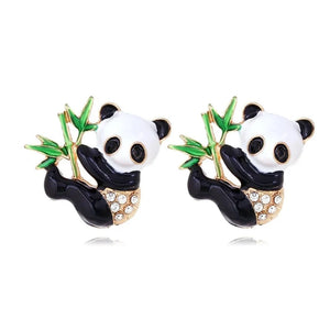 Boucles D'Oreilles Panda Bambou