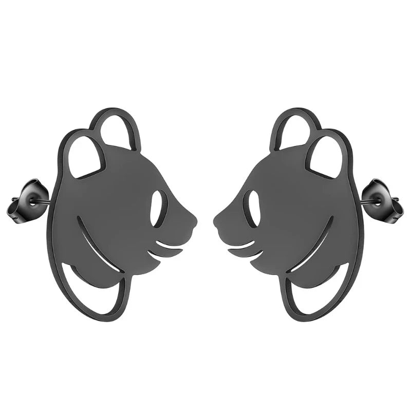 Boucles D'Oreilles Panda Discret Noir