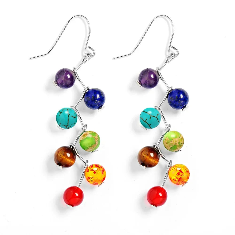 Boucles d'Oreilles Pendantes 7 Chakras 1