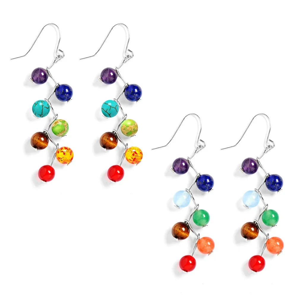Boucles d'Oreilles Pendantes 7 Chakras 1