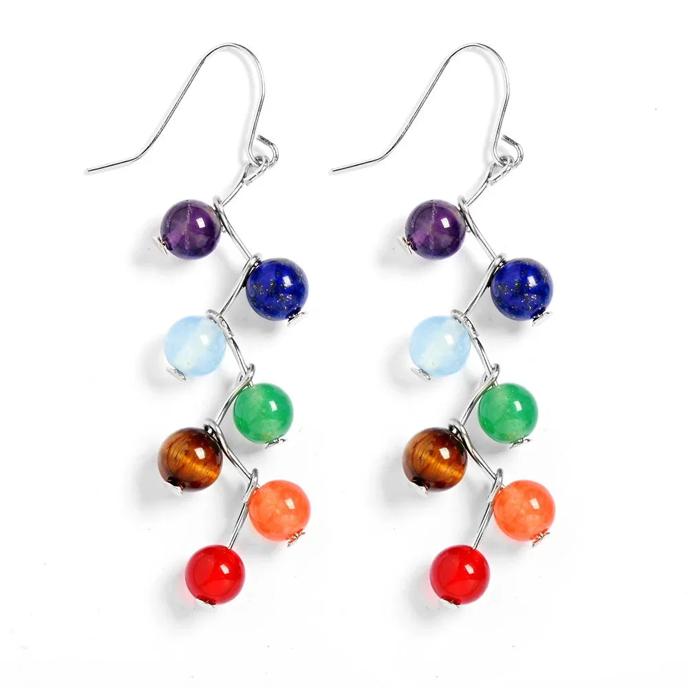 Boucles d'Oreilles Pendantes 7 Chakras 2